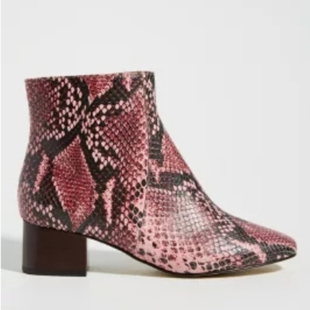 Anthropologie Pippa pink snake ankle bootie